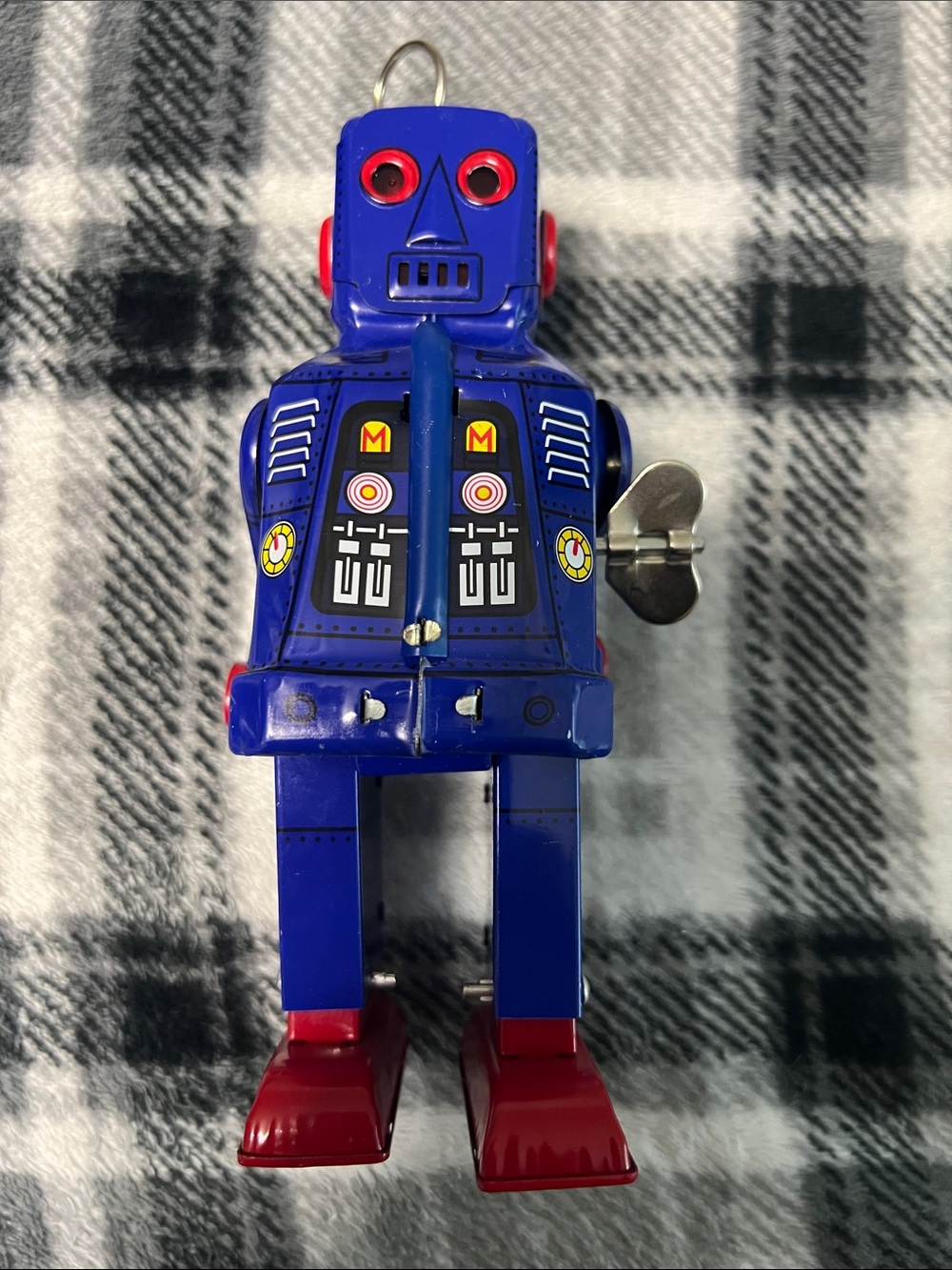 Retro Vintage Style Space Robot Wind-Up Key Motor Blue Schylling MS 403
